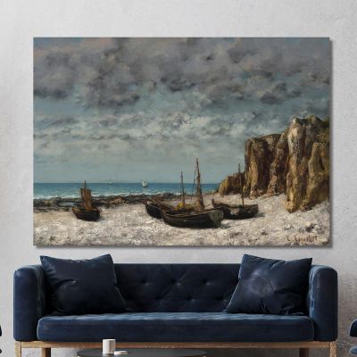 Boats On A Beachetretat Gustave Courbet cg44 canvas print 