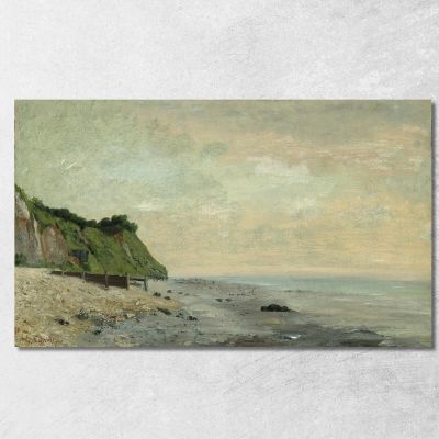 Cliffs On The Sea Coast Small Beach Sunrise Gustave Courbet cg58 canvas print 