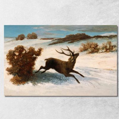 Deer Running In The Snow Gustave Courbet cg60 canvas print 