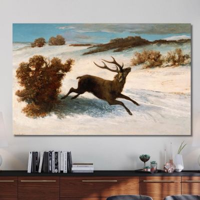 Deer Running In The Snow Gustave Courbet cg60 canvas print 