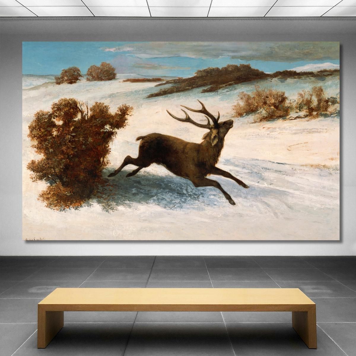 Deer Running In The Snow Gustave Courbet cg60 canvas print 