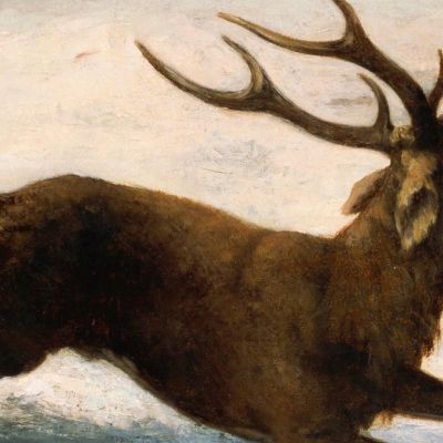 Deer Running In The Snow Gustave Courbet cg60 canvas print