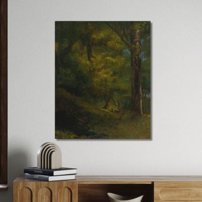 Two Deer In The Forest Gustave Courbet cg63 canvas print 