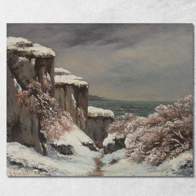 Cliffs By The Sea Under The Snow Gustave Courbet cg67 canvas print 