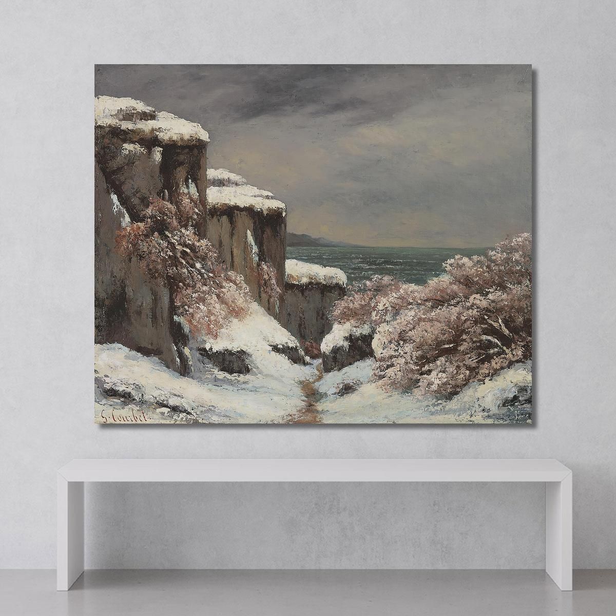 Cliffs By The Sea Under The Snow Gustave Courbet cg67 canvas print 