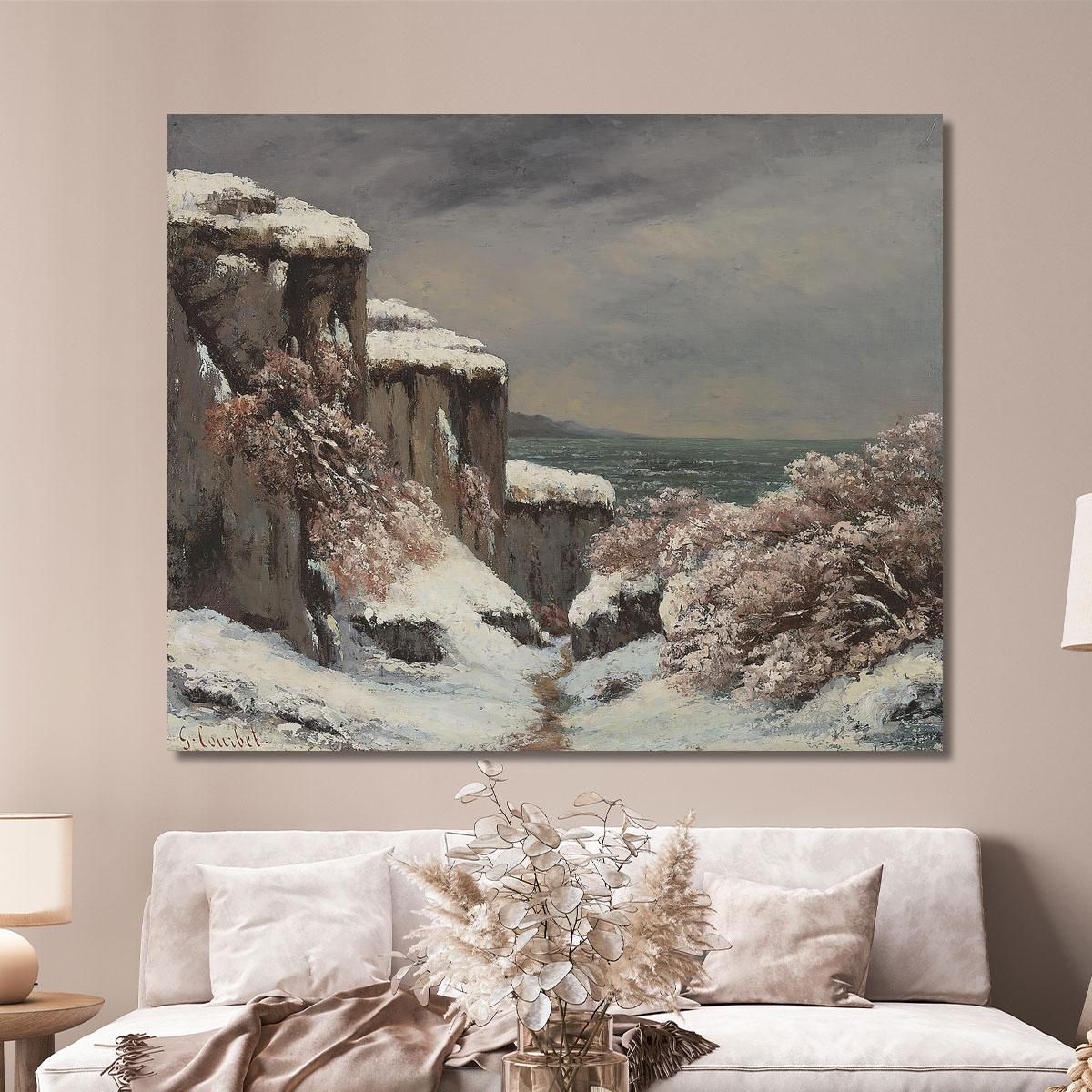 Cliffs By The Sea Under The Snow Gustave Courbet cg67 canvas print 