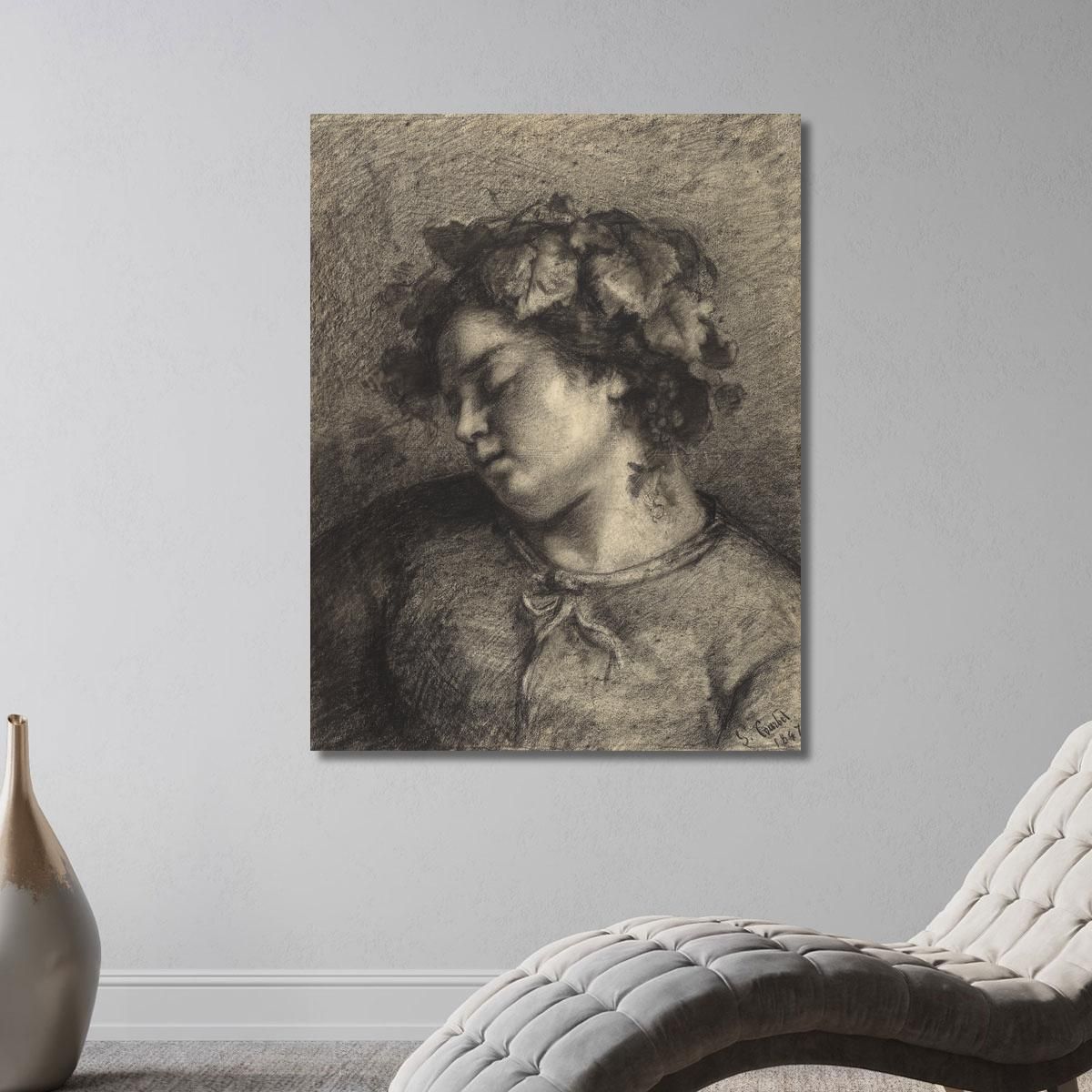 Head Of A Sleeping Bacchante Gustave Courbet cg76 canvas print 