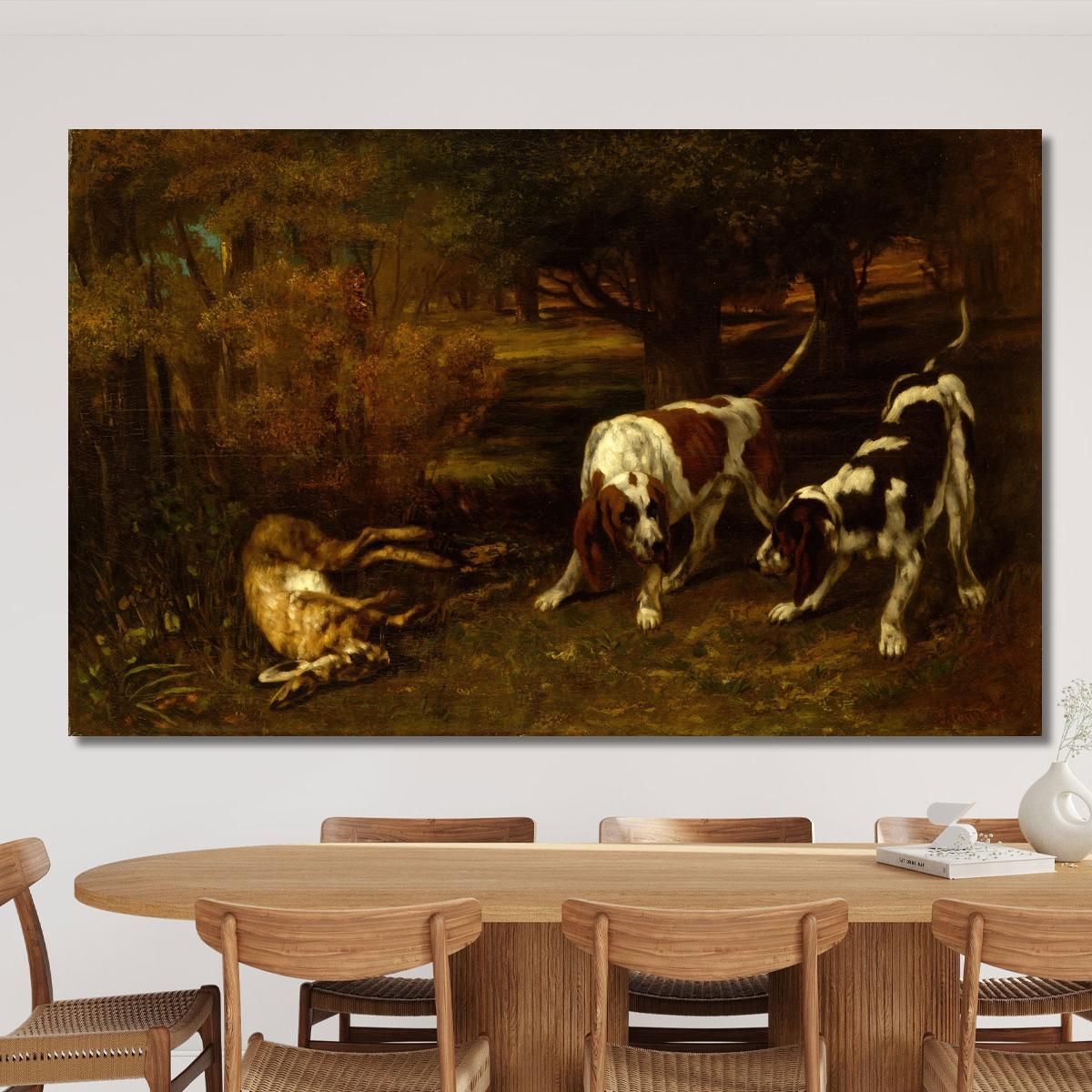 Hunting Dogs With Dead Hare Gustave Courbet cg78 canvas print 