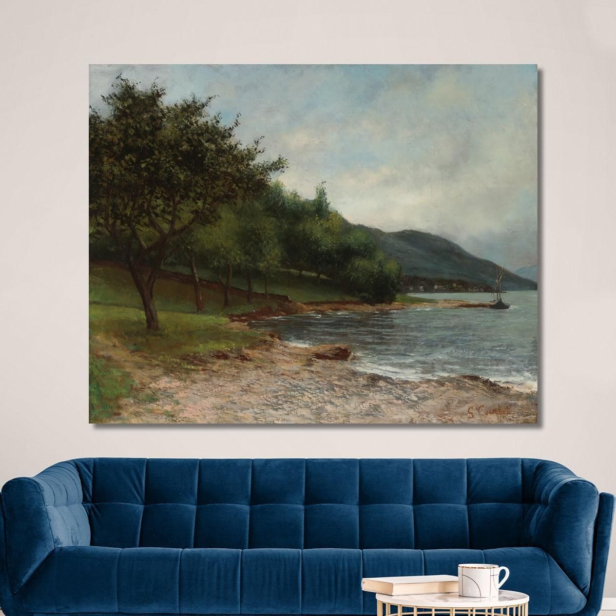 The Shore Of Lake Geneva Gustave Courbet cg86 canvas print 