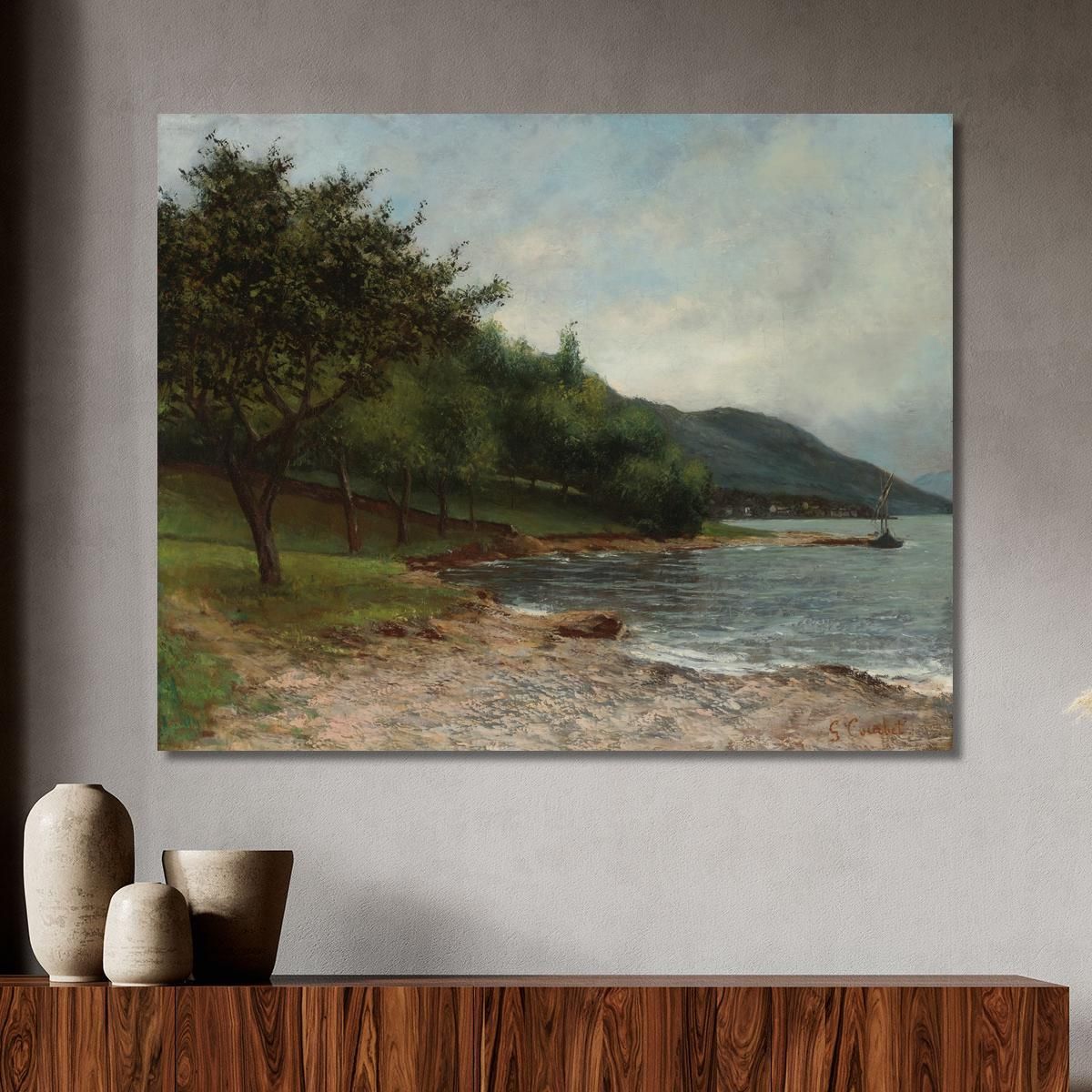 The Shore Of Lake Geneva Gustave Courbet cg86 canvas print 