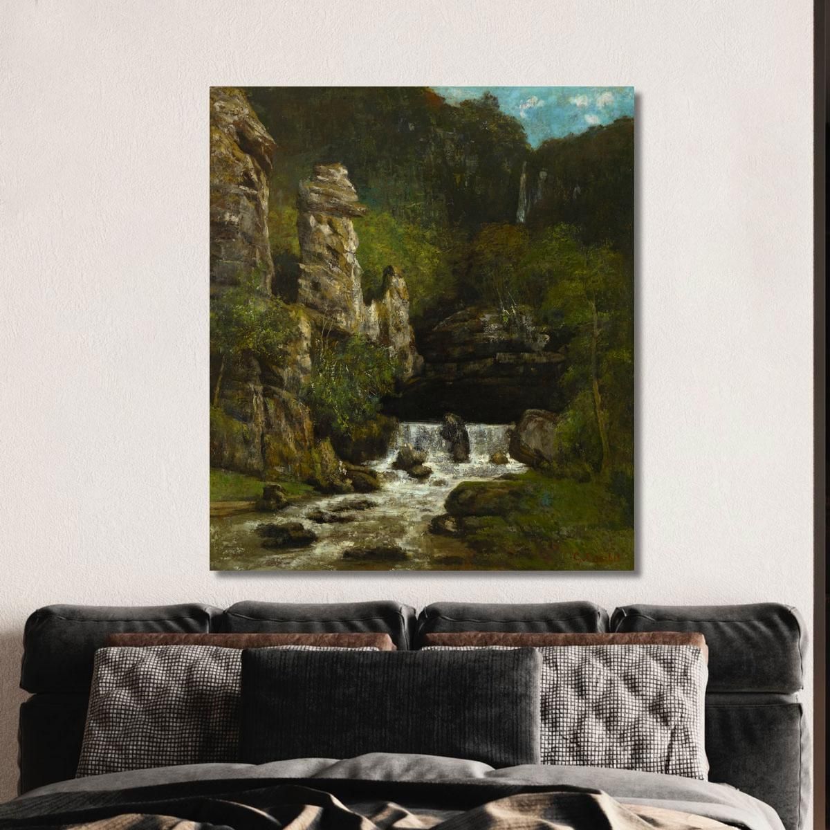 Landscape With A Waterfall Gustave Courbet cg93 canvas print 