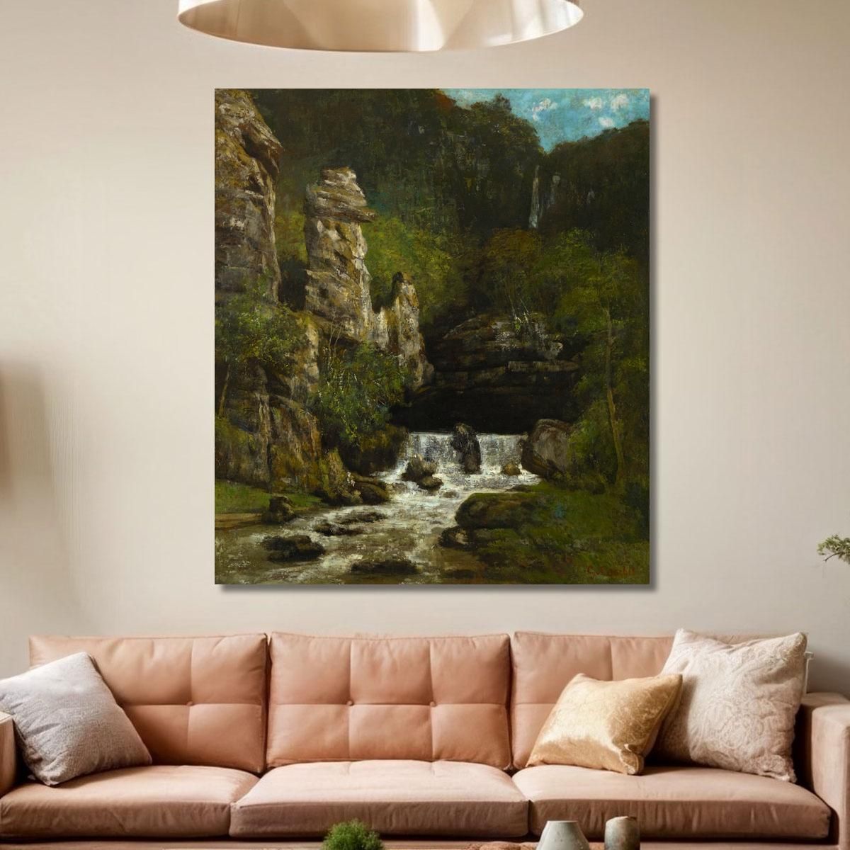 Landscape With A Waterfall Gustave Courbet cg93 canvas print 