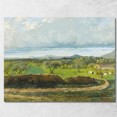 Landscape With Wall And Orchard Gustave Courbet cg96 canvas print 