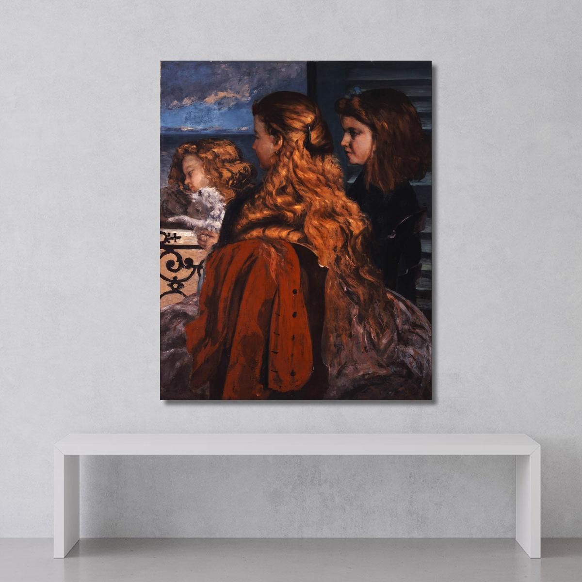 Three Young Englishwomen By A Window Gustave Courbet cg186 canvas print 