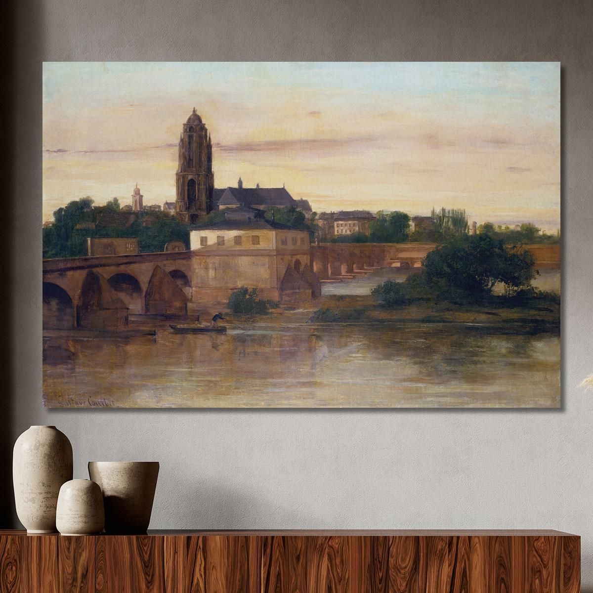 View Of Frankfurt With The Old Bridge From Sachsenhausen Gustave Courbet cg192 canvas print 