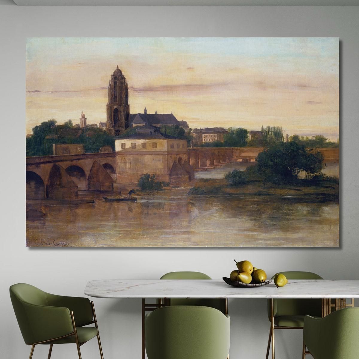 View Of Frankfurt With The Old Bridge From Sachsenhausen Gustave Courbet cg192 canvas print 