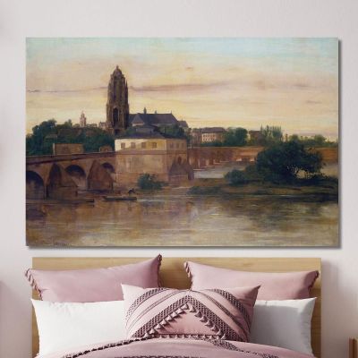 View Of Frankfurt With The Old Bridge From Sachsenhausen Gustave Courbet cg192 canvas print 