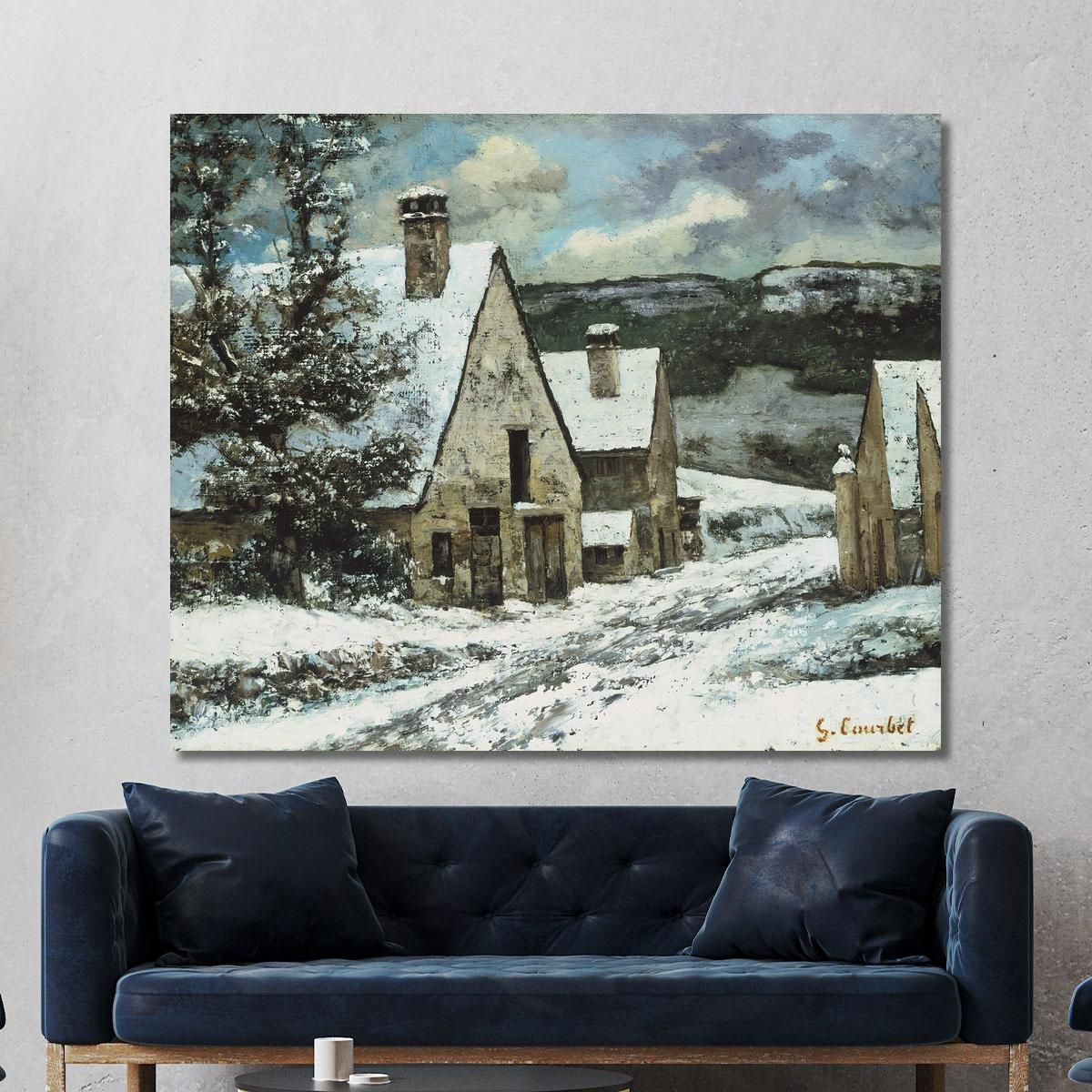 Village Edge In Winter Gustave Courbet cg194 canvas print 