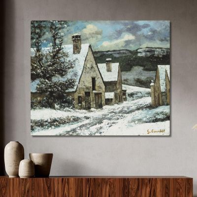 Village Edge In Winter Gustave Courbet cg194 canvas print 