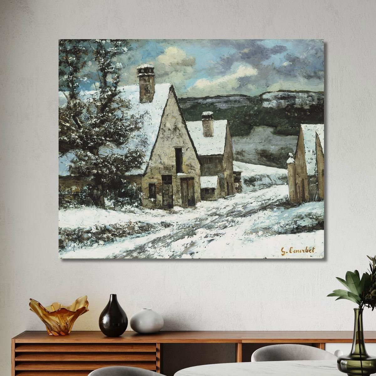 Village Edge In Winter Gustave Courbet cg194 canvas print 