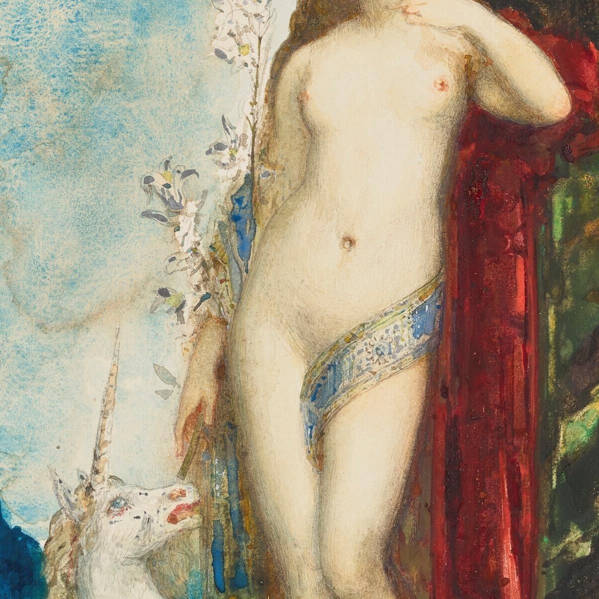 Woman And Unicorn Gustave Moreau gmr7 canvas print