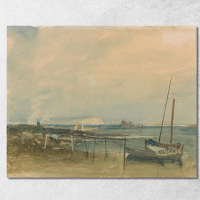 Coast Scene With White Cliffs And Boats On Shore Joseph Mallord William Turner jwt36 canvas print 