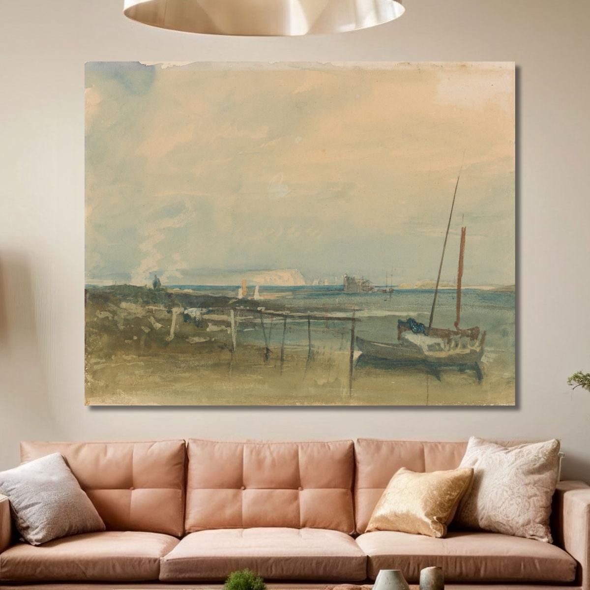 Coast Scene With White Cliffs And Boats On Shore Joseph Mallord William Turner jwt36 canvas print 