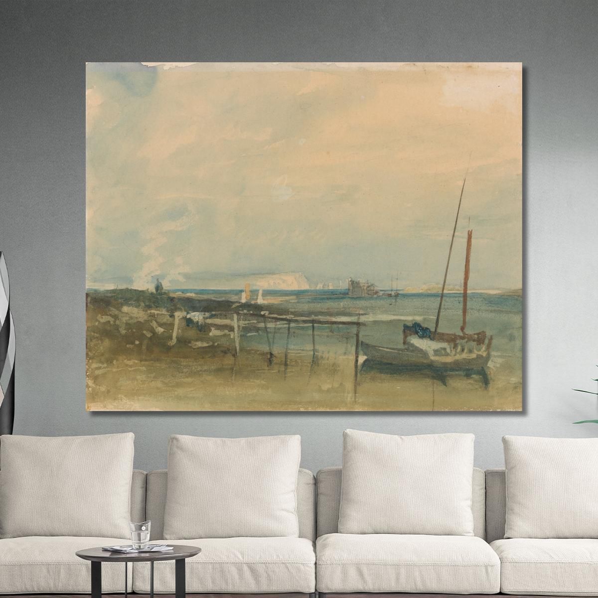 Coast Scene With White Cliffs And Boats On Shore Joseph Mallord William Turner jwt36 canvas print 