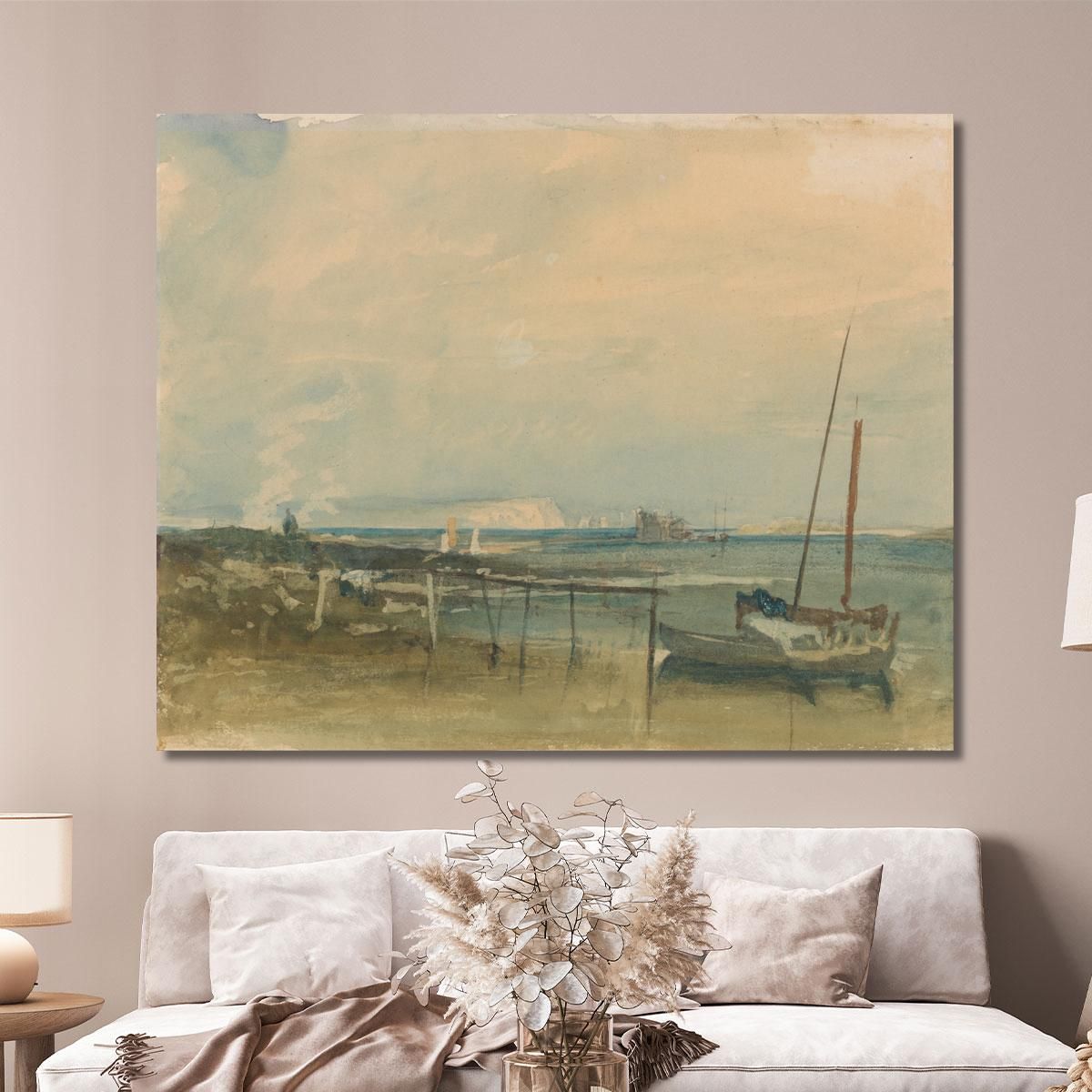 Coast Scene With White Cliffs And Boats On Shore Joseph Mallord William Turner jwt36 canvas print 