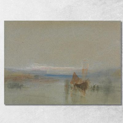 Fishing Boats Becalmed Off Le Havre Joseph Mallord William Turner jwt44 canvas print 