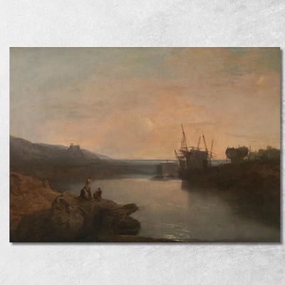 Harlech Castle From Tygwyn Ferry Summer'S Evening Twilight Joseph Mallord William Turner jwt55 canvas print 