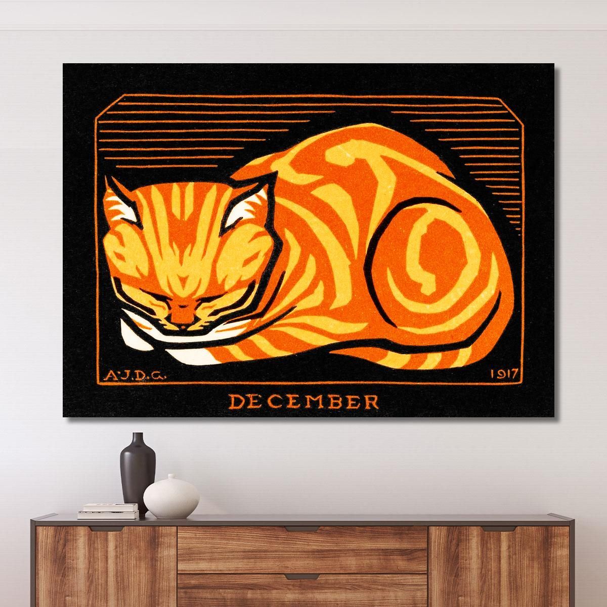 December Cat Julie de Graag jdg12 canvas print 