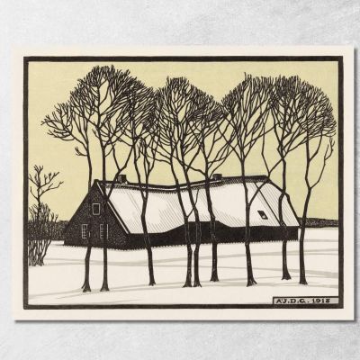 Farm In The Snow Julie de Graag jdg22 canvas print 