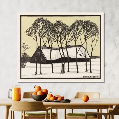Farm In The Snow Julie de Graag jdg22 canvas print 