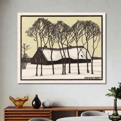 Farm In The Snow Julie de Graag jdg22 canvas print 