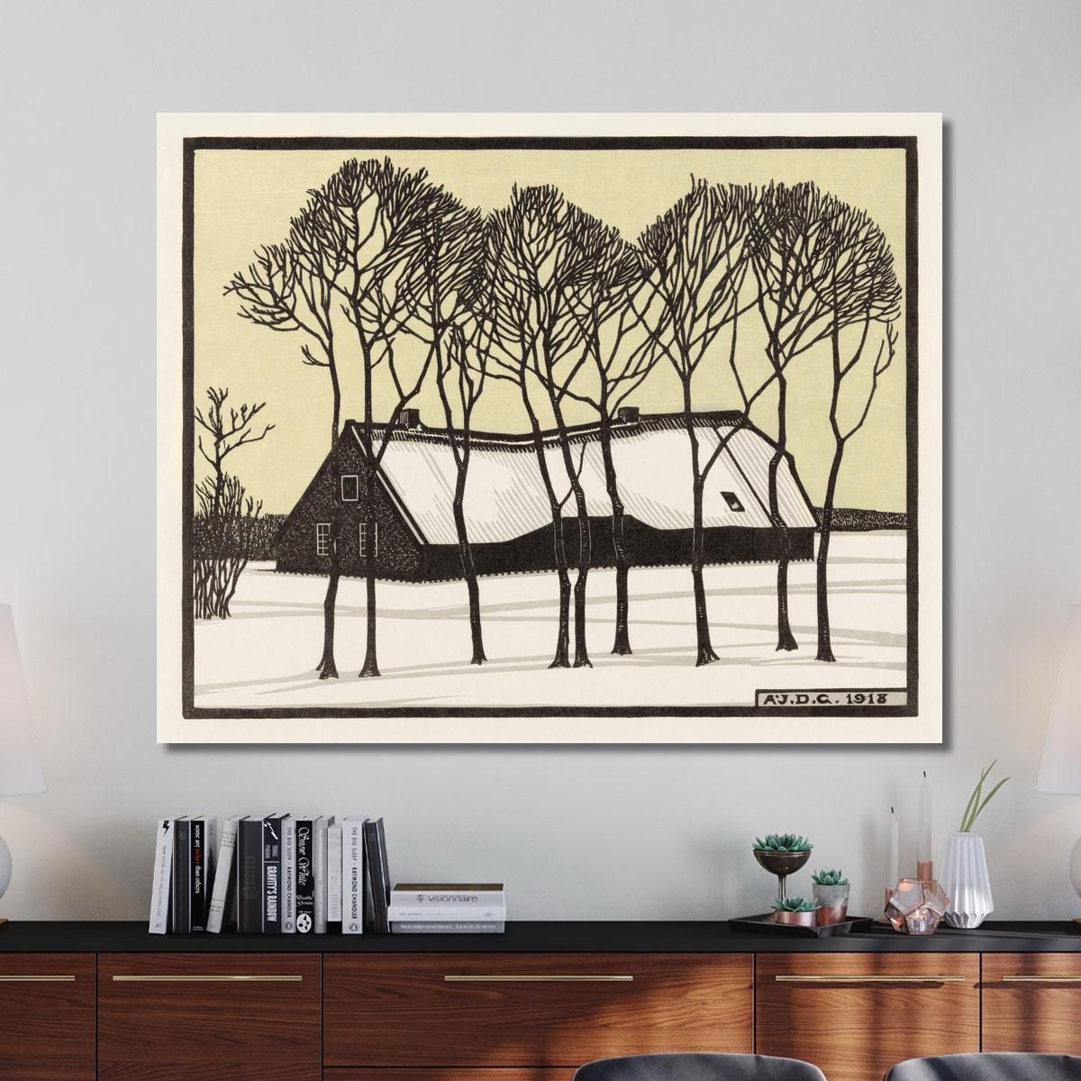 Farm In The Snow Julie de Graag jdg22 canvas print 