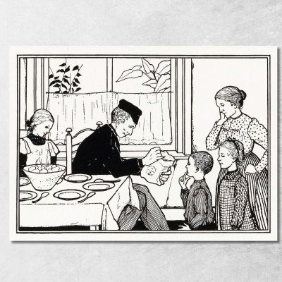 Boy And Girl Show Their Father A Bag Julie de Graag jdg27 canvas print 