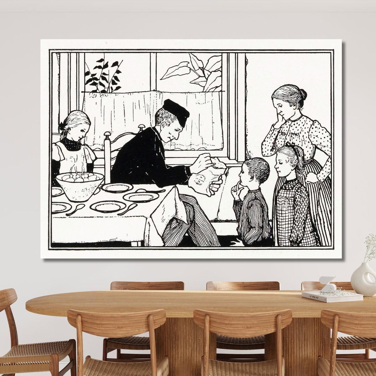 Boy And Girl Show Their Father A Bag Julie de Graag jdg27 canvas print 