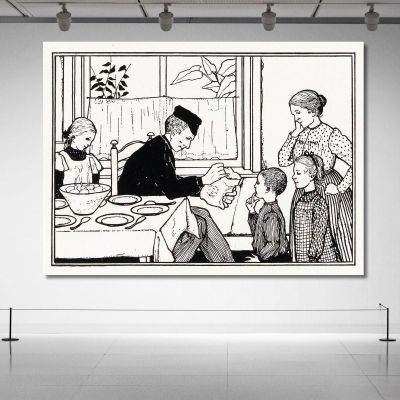 Boy And Girl Show Their Father A Bag Julie de Graag jdg27 canvas print 