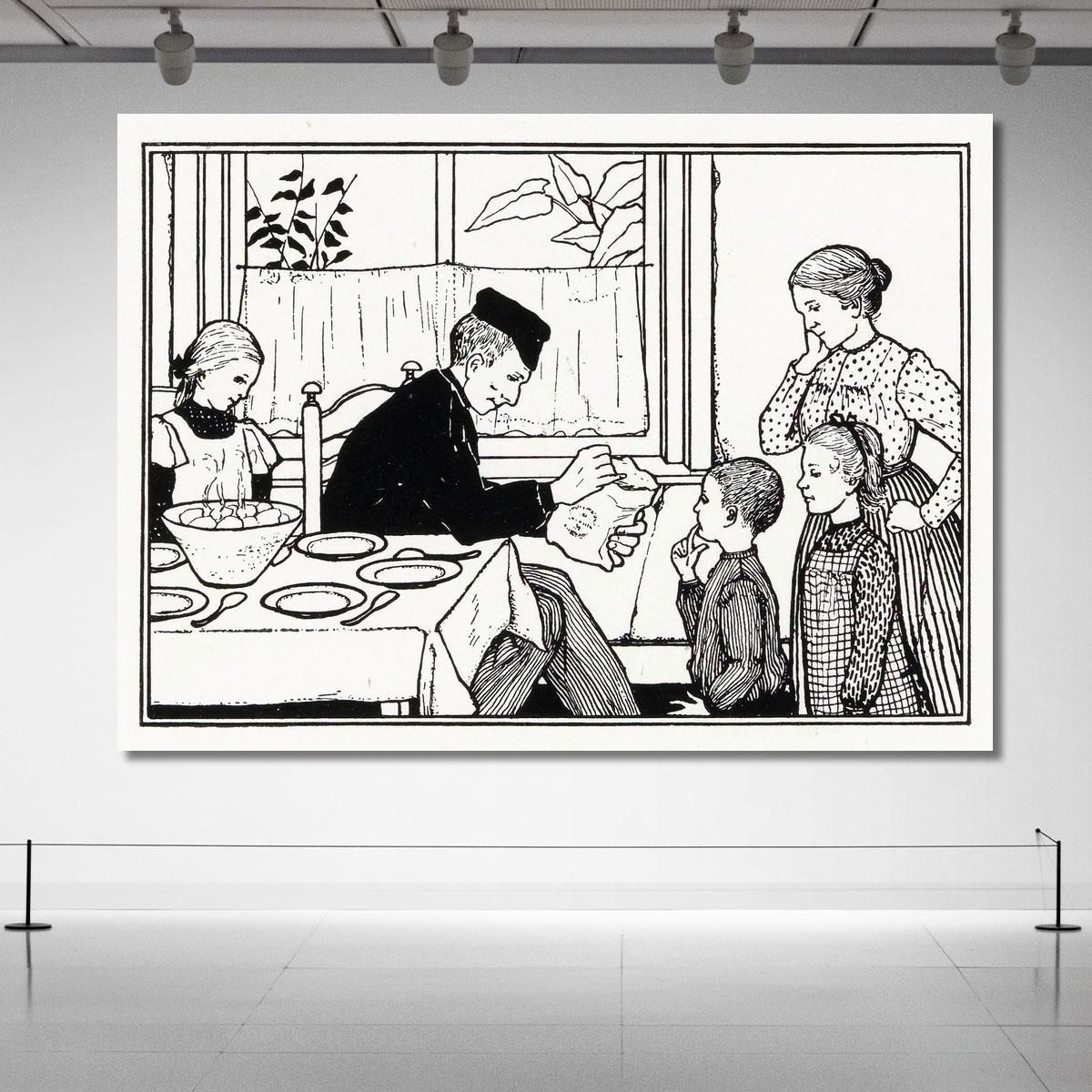 Boy And Girl Show Their Father A Bag Julie de Graag jdg27 canvas print 