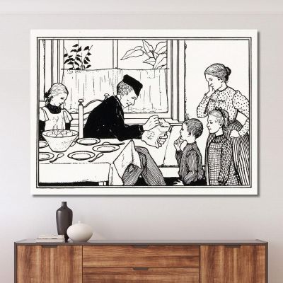 Boy And Girl Show Their Father A Bag Julie de Graag jdg27 canvas print 