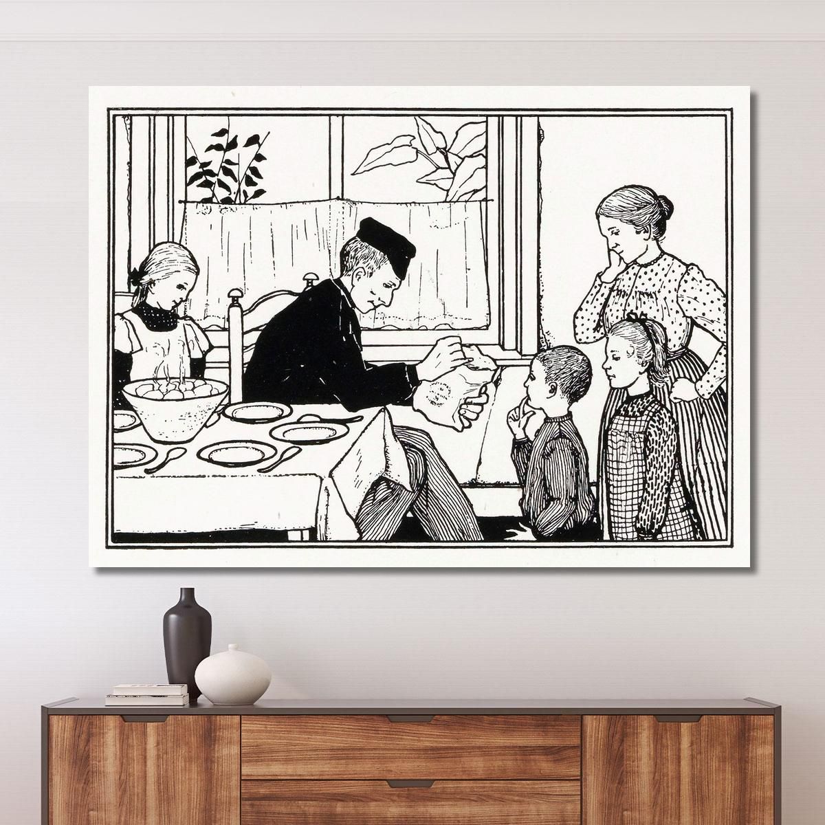 Boy And Girl Show Their Father A Bag Julie de Graag jdg27 canvas print 