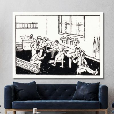Boys At A Workbench Julie de Graag jdg28 canvas print 