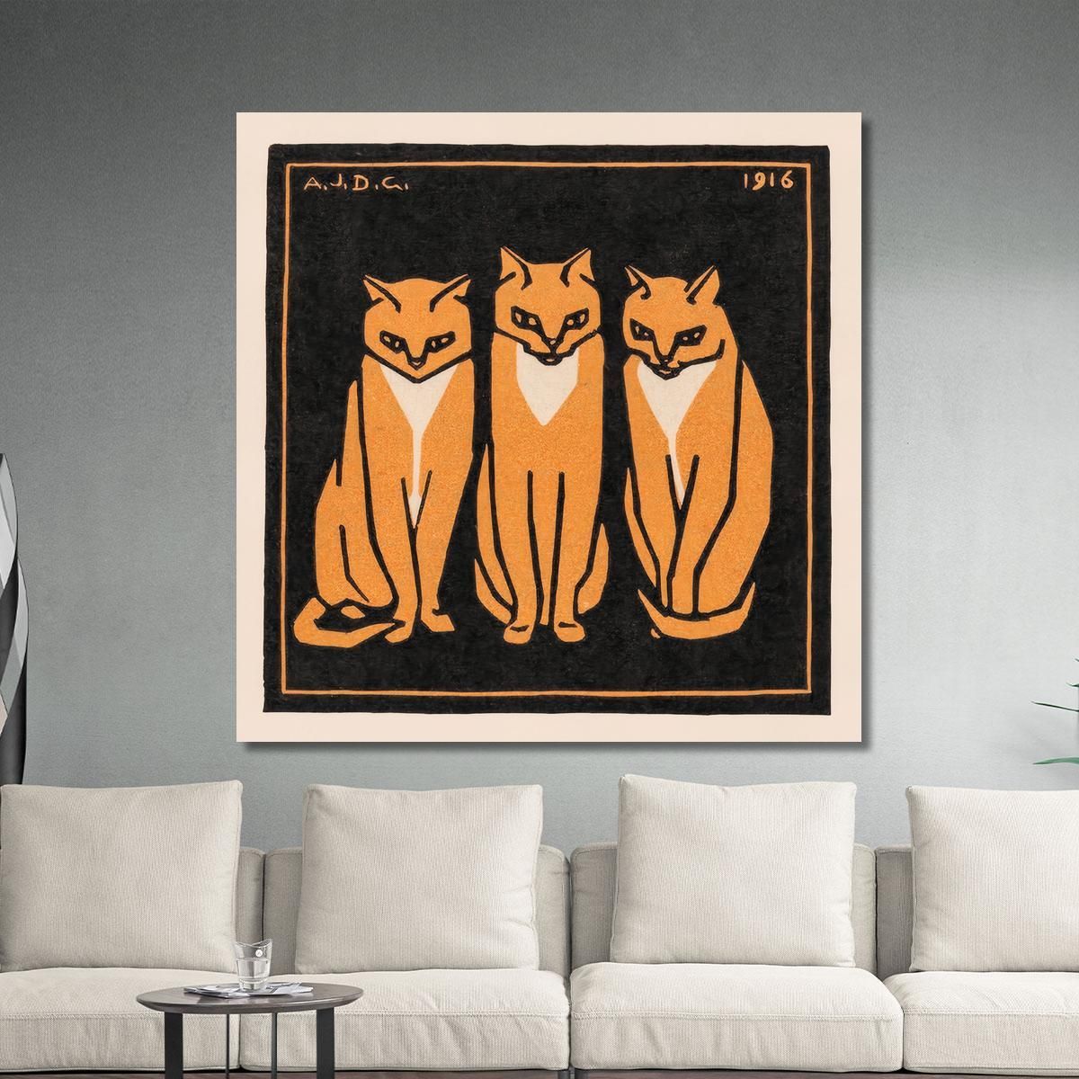 Three Cats Julie de Graag jdg60 canvas print 