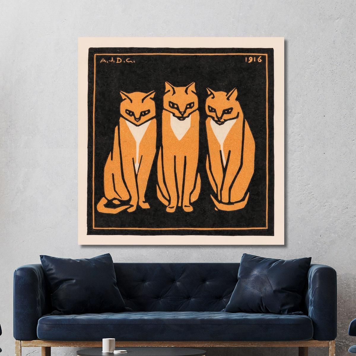 Three Cats Julie de Graag jdg60 canvas print 