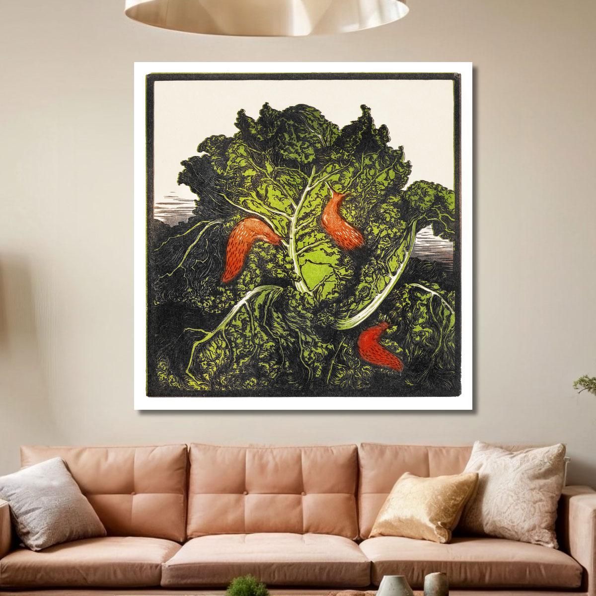 Three Slugs On A Cabbage Julie de Graag jdg61 canvas print 