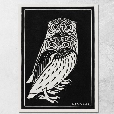 Two Owls Julie de Graag jdg64 canvas print 
