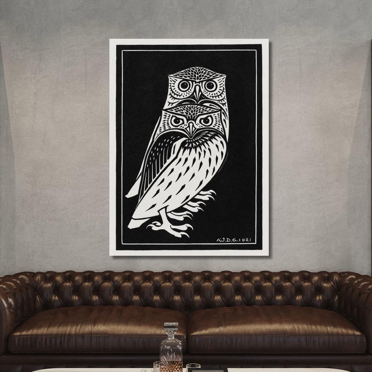 Two Owls Julie de Graag jdg64 canvas print 