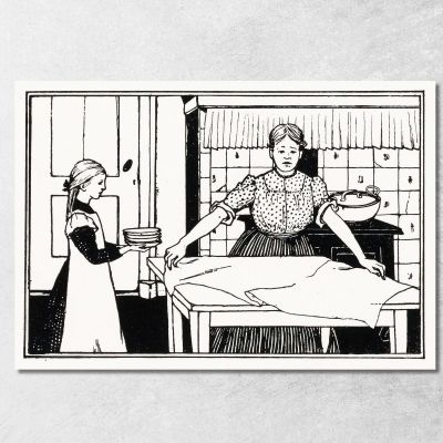 Woman And Girl Set A Table Julie de Graag jdg70 canvas print 