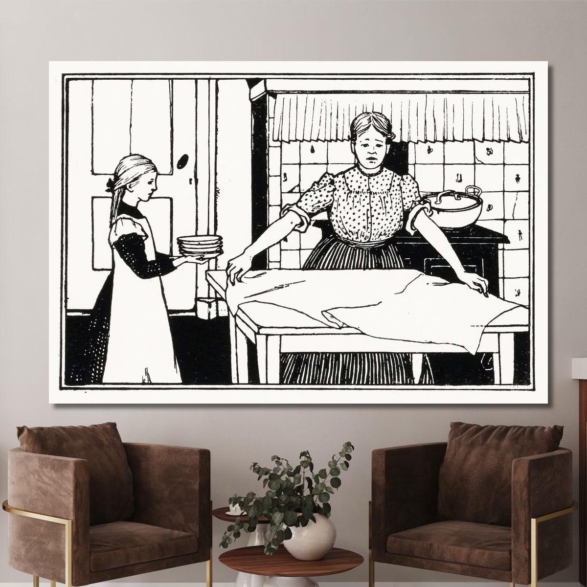 Woman And Girl Set A Table Julie de Graag jdg70 canvas print 